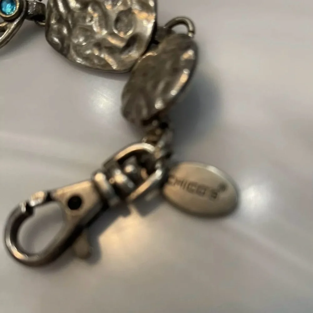 Chico’s chunky silver chain link Belt with Colored jewels adjustable 50inch OSFM - Picture 12 of 13